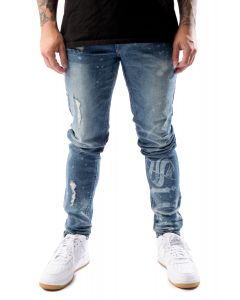 Veux Super Slim Light Wash Distressed Jeans Indigo Wash