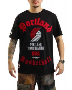 NBA PORTLAND BLAZERS OLD ENGLISH T-SHIRT  Black