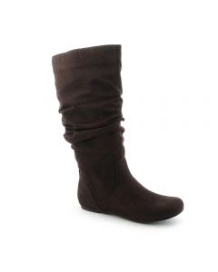 Flat Mid-Calf Boot Kalisa-04 Brown Suede