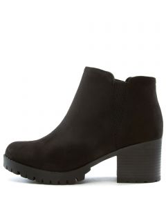 Thumb-S Suede Low Heel Bootie Black