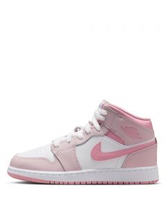 Grade School Air Jordan 1 Mid Pearl Pink/Med Soft Pink White
