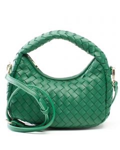 Faux Leather Braided Hobo Clutch Green
