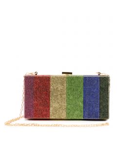 Rhinestone Rainbow Clutch Multi