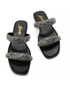 Masa-2 Rhinestone Sandal  Black