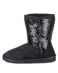 Women's Sequin Flat Boot Bling-S Black