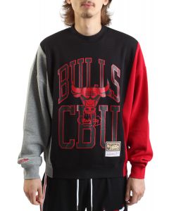 NBA Chicago Bulls Split 3 Crewneck Sweater Black/Grey/Red