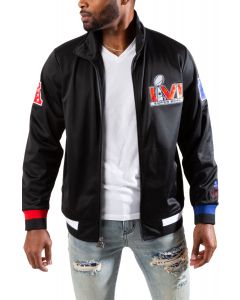 black and white starter jacket