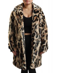 Leo-Fur Leopard Faux Fur Jacket  Brown
