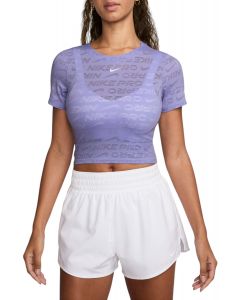  Dri-FIT Short-Sleeve Cropped Jacquard Top Lilac Ice/White