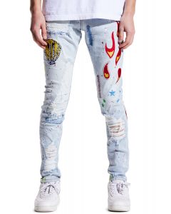 White Patchwork Light Blue