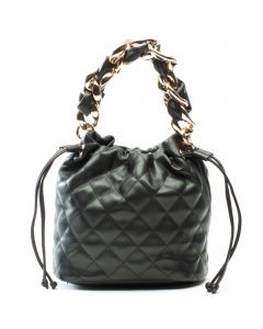 Quilted Chain Handle Bucket Bag Black