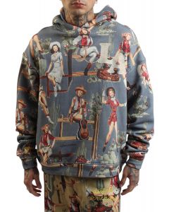Jesse All Over Pattern Hoodie  Blue