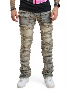 REBEL MINDS Chaos Stacked Shredded Jean 642-637MID - Shiekh