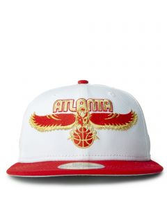 Mitchell & Ness Atlanta Hawks 50th Anniversary Patch Snapback Hat - White, Red