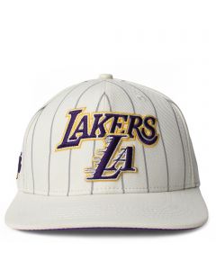 LA Lakers Pinstripe Snapback Eggshell