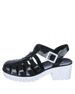 Strawberry-01 Low Heel Jelly Sandal Black