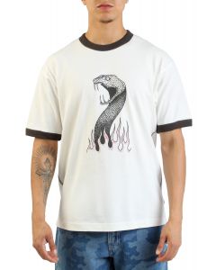 Skate Mike G Snake Flame Ringer Loose Fit T-Shirt  Marshmallow