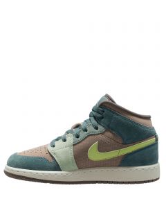 Grade-School Air Jordan 1 Mid SE Khaki/Lt Lemon Twist-Hasta-Olive Grey