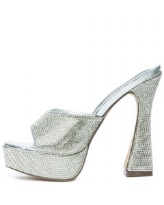 Aja-3 Rhinestone Platform Heel Silver