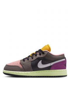 Grade-School Air Jordan 1 Low SE Oil Grey/White-Cave Stone-Arctic Punch