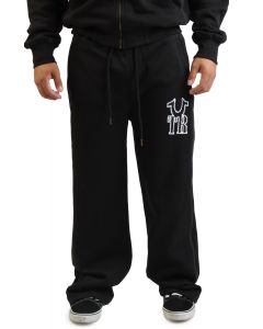 Ribbed Stitch Logo Baggy Sweatpant Black
