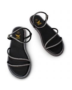 Zoe-3 Flat Sandal  Black