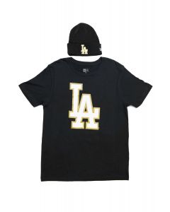 New Era cotton T-shirt Dodgers Metallic Print black color