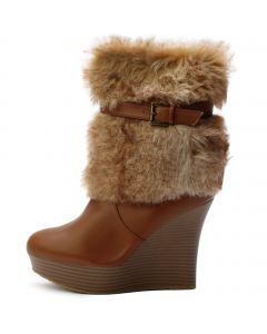 JPM Ceasar29 Fur Wedge Boots  Brown