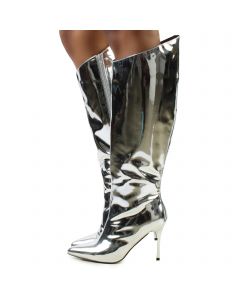 Frenzy-1 Patent High Heel Boot  Silver