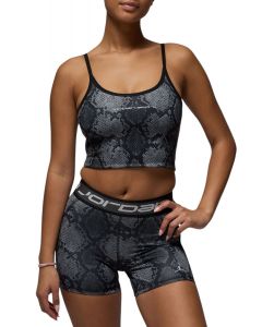 Sport Printed Cropped Tank Black