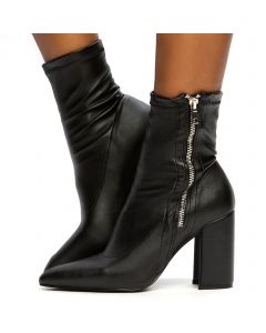 Katana-1 Pointed Heel Booties Black