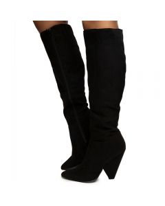 Immerse-21 Over the Knee Boots Black Faux Suede