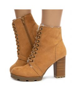 Pilate-05 Ankle Heel Booties Tan