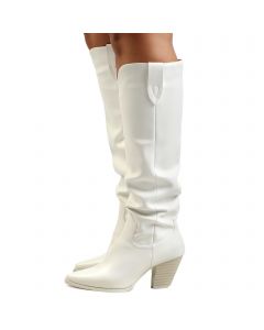 Mondee-1 Straight Cut Cowboy Boot White