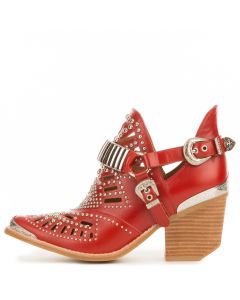 Jeffrey Campbell Calhoun-4 Red Western Heeled Booties Red