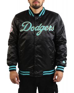 MLB Los Angeles Dodgers Satin Jacket  Black/Gold/Light Blue