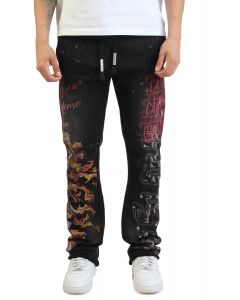 Caution Not So Quiet Stacked Sweatpant Black