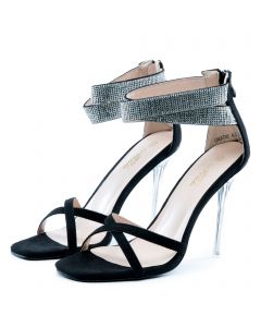 Creative Clear Heel High Heel Black Suede