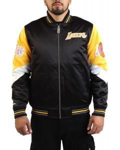 NBA Los Angeles Lakers Black Hardwood Classics Throwback Heavyweight Satin Full-Zip Jacket Black/Gold