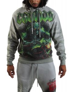 Caution Not So Quiet Ghost Rider Hoodie  Moss Green