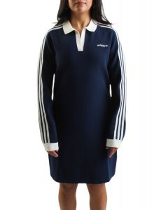 Knitted Polo Dress Night Indigo / Off White