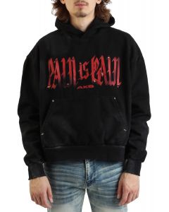 Pain is Gain Studded Hoodie Black