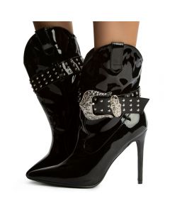 Reid Pointy Toe with Buckle Boots Black