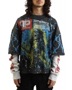 Electrocuted Graphic Crop Long Sleeve T-shirt Dark Grey