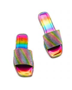 Summer Rhinestone Sandals Rainbow