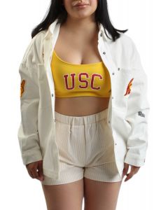 USC TROJANS Hometown Button Down Jacket  Cream