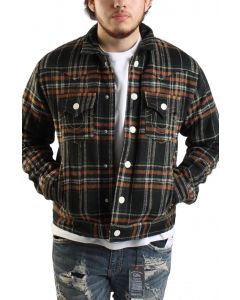 Jimmy Plaid Quilted Flannel Jacket  Black/Orange