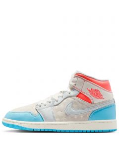 Air Jordan 1 Mid Sail/Blue Chill-Hot Lava-Muslin