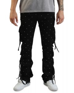 Hawk Cargo Flare Denim Pants   Iced Black