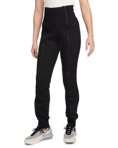 High-Waisted Slim Zip Pants Black